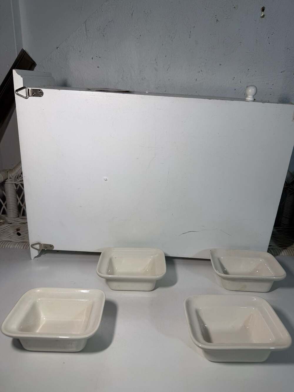 Godinger Silver Art Co. Set of 4 Square Porcelain Small Ramekins / Dip Bowls
